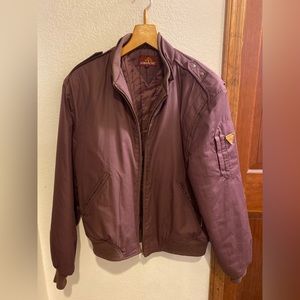 JORDACHE VTG BURGENDY BOMBER FULL ZIP JACKET SIZE 42